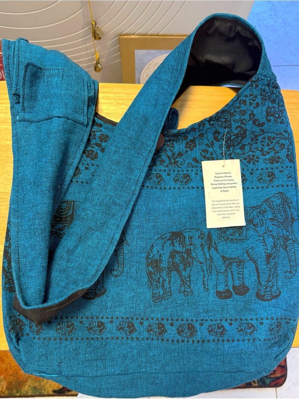 Teal Elephant Print Shoulder Bag - Women